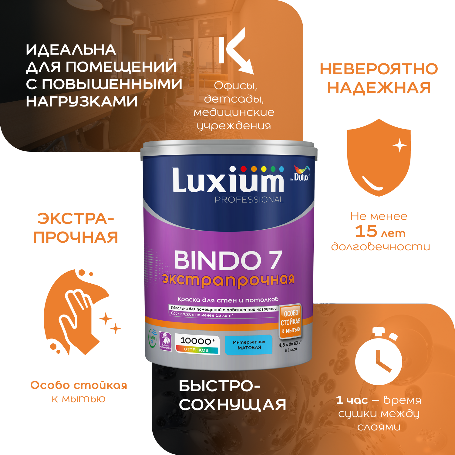 Краска LUXIUM / DULUX Professional BINDO 7 матовая — изображение 4